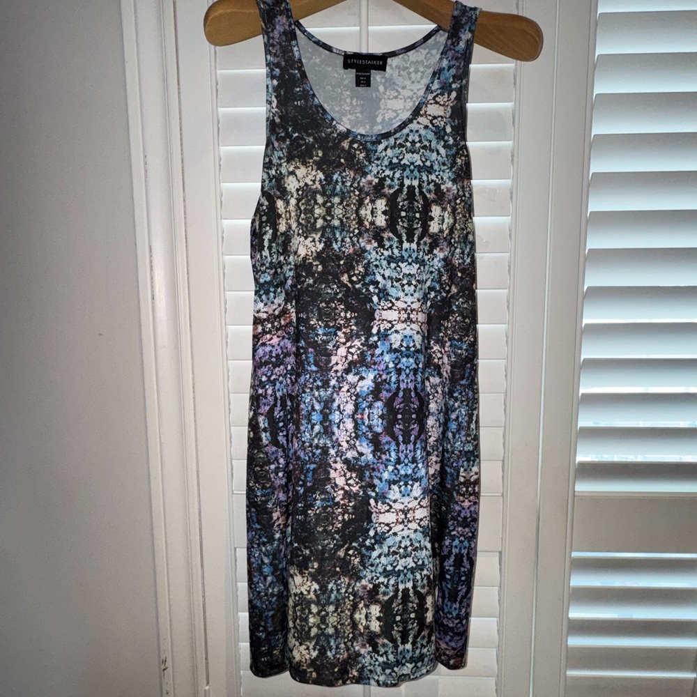 Stylestalker Blue and Black Abstract Mini Dress